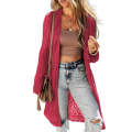 Racing Red Open Front Pointelle Cardigan