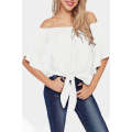 White Solid Off the Shoulder Blouses
