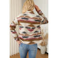 Multicolor Aztec Print Button Up Long Sleeve Jacket