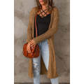 Brown Open Front Drop Shoulder Knitted Cardigan