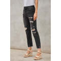 Black Distressed Boyfriend Denim Pants