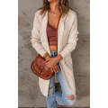 Apricot Hooded Pockets Open Front Knitted Cardigan