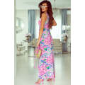 Pink Sleeveless High Waist Pocketed Floral Maxi Dress