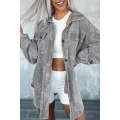 Gray Vintage Distressed Mineral Wash Oversized Shacket