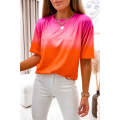Orange Gradient Short Sleeve Round Neck T-Shirt