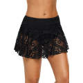 Black Black Crochet Lace Skirted Bikini Bottom