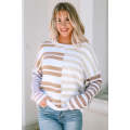 Stripe Blocked Drop Shoulder Slouchy Sweater