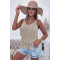 Parchment Cowgirl Fashion Fringed Knit Sweater Vest