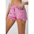 Pink High Rise Crossover Waist Denim Shorts