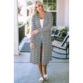 Stripe Open Front Long Cardigan