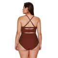 Fiery Red Strappy Neck Detail High Waist Plus Size Swimsuit