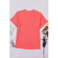 Fiery Red Solid Color Crew Neck Tee