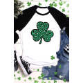 Black Leopard Spotted Clover St Patrick Graphic Long Sleeve Tee