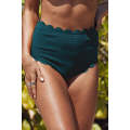 Green Scalloped Edge High Waist Bikini Panty