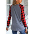 Red Plaid Raglan Long Sleeve Top