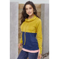 Mustard Navy Colorblock Thumbhole Sleeved Sweatshirt