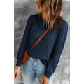 Blue Oversize Knitted Drop-shoulder Sleeve Sweater