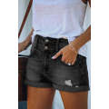 Gray Cuffed High Rise Denim Shorts