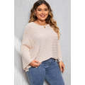 Apricot Plus Size Exposed Seam Bracelet Sleeve Ribbed Top