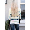 Multicolor Striped Color Block Loose Fit Long Sleeve Top