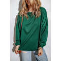Green Loose Fit Wide Neck Batwing Sleeves Top