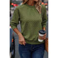 Jungle Green Solid Textured Raglan Sleeve Pullover Sweatshirt