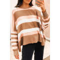 Multicolour Striped Knit Drop Shoulder Loose Sweater
