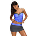 Blue Grey Ruched Tankini and Skirted Swimsuit
