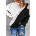 Black Turtleneck Cold Shoulder Sweater
