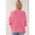 Pink Solid Pocketed Open Short Cardigan