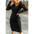 Black Cut Out Long Sleeve Bodycon Sweater Dress