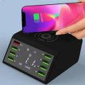 USB 8-Port Fast Charger Station | Qualcomm 3.0 + Fast Charge + QI Wireless - 70W