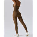 Ribbed Seamless Jumpsuit - Army Brown