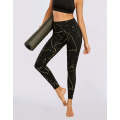 Yoga Pants - Black with Golden Print
