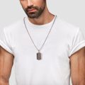 Stainless Steel Gemstone Dog Tag Necklace - Tigers Eye