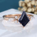 Kite Cut Blue Sandstone Engagement Ring
