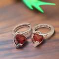 Heart Cut Earrings in Red Garnet