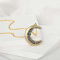 Black Crystal Crescent Moon Necklace