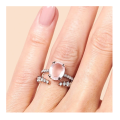 Vintage Promise Rose Quartz Ring Twin Set
