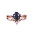 Retro Infinity Blue Sandstone Engagement Ring Set