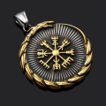 Nordic Valknut Vegvisir Necklace - Gold