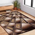 First Class Polyester Brown Rectangle Rug