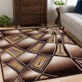 First Class Polyester Brown Rectangle Rug