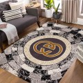 First Class Polyester Grey Gold Circle Rug