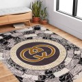 First Class Polyester Grey Gold Circle Rug
