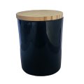 Glass Jar with Wooden Lid - Black-coated