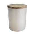 Glass Jar with Wooden Lid - White-coated