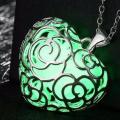 925 Sterling Silver Filled Glow in the dark pendant chunky heart design