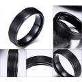 Men's Black Tungsten Carbide Ring with Groove detail - US 9