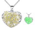 925 Sterling Silver Filled Glow in the dark pendant chunky heart design